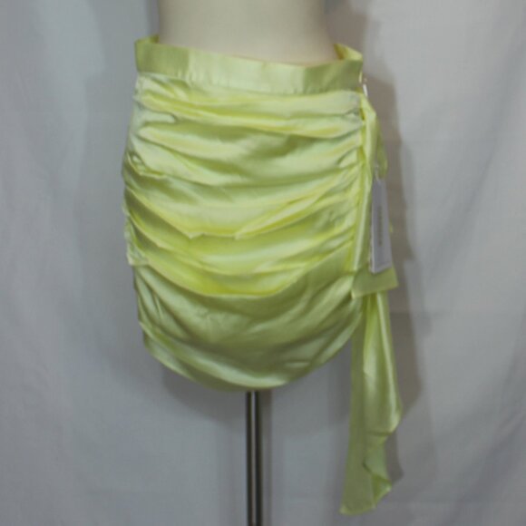 NWT Ciao Sea Draped Silk Skirt mini yellow side zapper size Large (European) - Picture 1 of 11